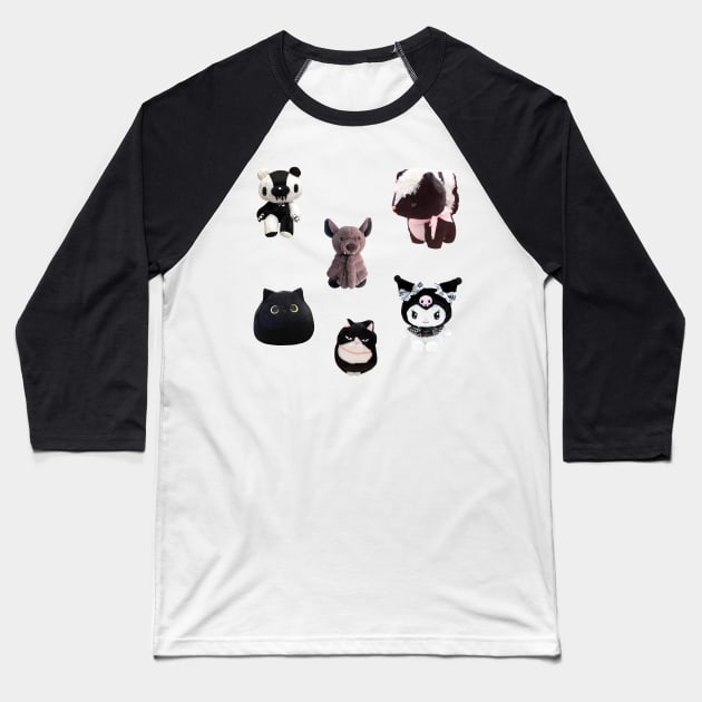 Goth Kawaii Plushies Sticker Pack Baseball T-Shirt by casserolestan